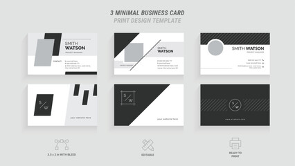 Obraz premium Creative and Modern Business Card Template, Clean Professional Design, Dark Black Color, Simple & Elegant Visiting Card, Sleek Business Card Template