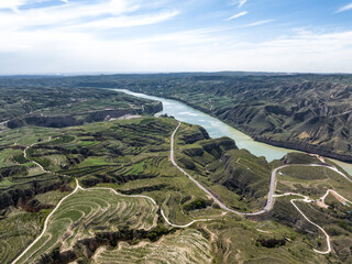 view of landscape of river huang he in shanxi