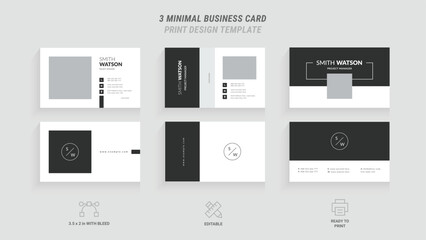 Creative and Modern Business Card Template, Clean Professional Design, Dark Black Color, Simple & Elegant Visiting Card, Sleek Business Card Template