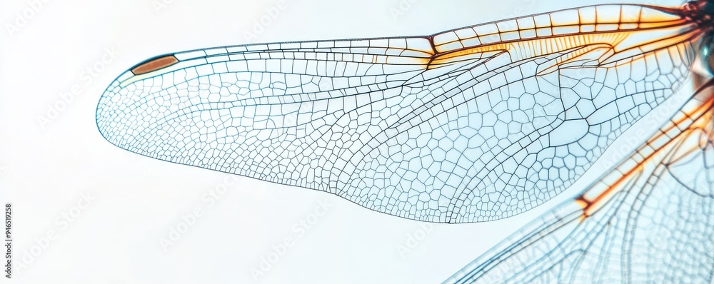 Poster close-up view of intricate dragonfly wing patterns showcasing delicate and transparent textures in h