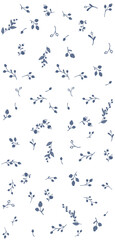 Blue Berries on White Textured Background Seamless Pattern