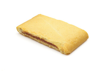 Fruity jam filled biscuit isolated on white background
