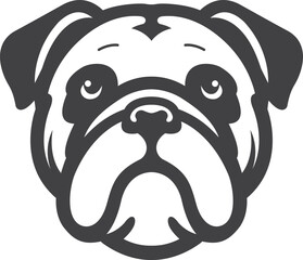 a black and white illustration of a bulldog dog