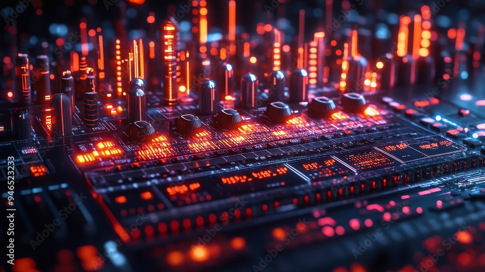 Poster visualizers dynamically reacting to sound waves create an immersive experience with vivid colors and