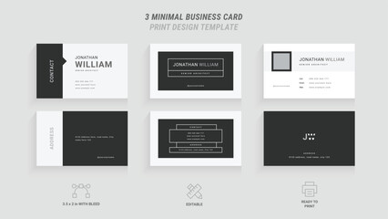 Creative and Modern Business Card Template, Clean Professional Design, Dark Black Color, Simple & Elegant Visiting Card, Sleek Business Card Template