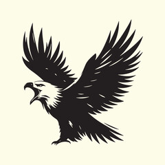 Editable Black Eagle Silhouette Design in Vector Format on Transparent Background