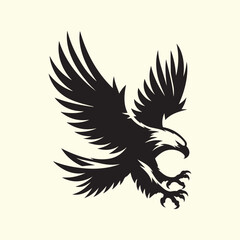 Editable Black Eagle Silhouette Design in Vector Format on Transparent Background