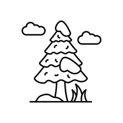 Snowy Pine Tree vector icon