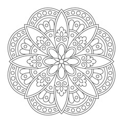 Elegant Simple Mandala Floral Design Coloring book, vector file