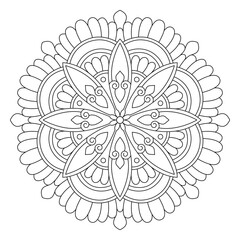 Geometric Floral Flower Botanical Detailed Mandala Adult Coloring Page, vector file