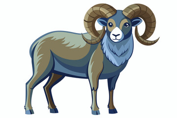 Ram animal, watercolor clipart illustration with isolated background.
