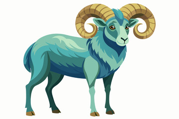 Ram animal, watercolor clipart illustration with isolated background.
