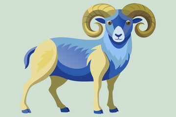 Ram animal, watercolor clipart illustration with isolated background.
