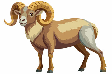 Ram animal, watercolor clipart illustration with isolated background.
