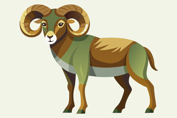 Ram animal, watercolor clipart illustration with isolated background.
