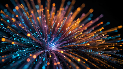 

 Fiber optics background with glowing strands, creating a high-tech, luminous effect.