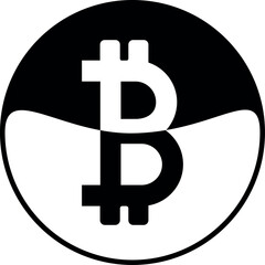 Black bitcoin sign icon isolated on white background. illustration, cryptocurrancy icon, symbol.