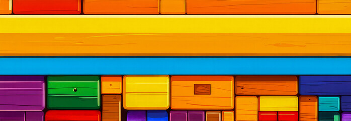 Obraz premium The banner is an abstract background with colorful cubes and stripes. free space for text