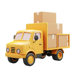 Delivery Lorry with Box 3D icon illustration , PNG isolated transparent background.