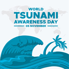 world tsunami awareness day, 05th November, greeting card, world tsunami awareness day vector illustration, editable template. world tsunami awareness day social media post design.