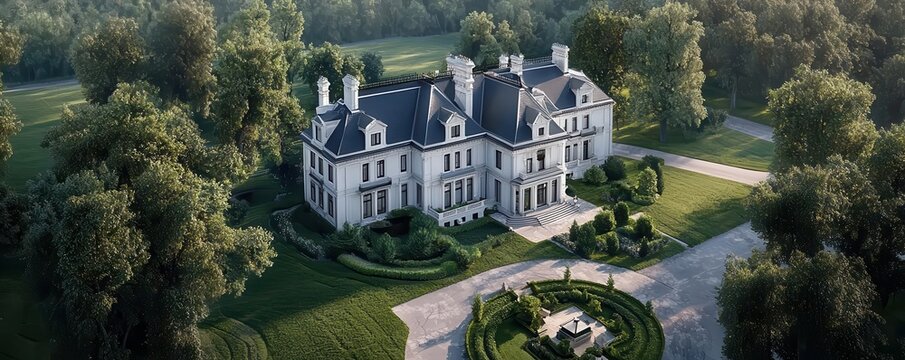 A large family estate with beautifully landscaped grounds, representing generational wealth, photorealistic, hyper-resolution, legacy and prosperity