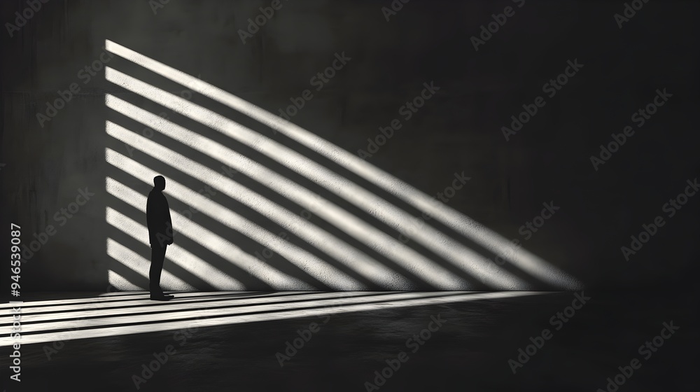 Poster a conceptual image of a shadow taking on a life of its own forming distinct shapes and patterns with