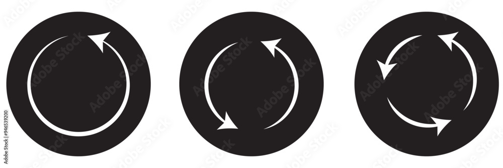 Poster refresh vector icon set black filled and outlined style. refresh, restart or reload vector symbol.