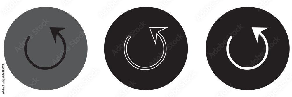 Poster refresh vector icon set black filled and outlined style. refresh, restart or reload vector symbol.