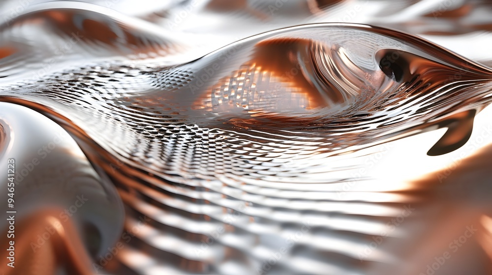 Poster mesmerizing metallic reflection abstract shapes and patterns visible on a sleek contemporary surface