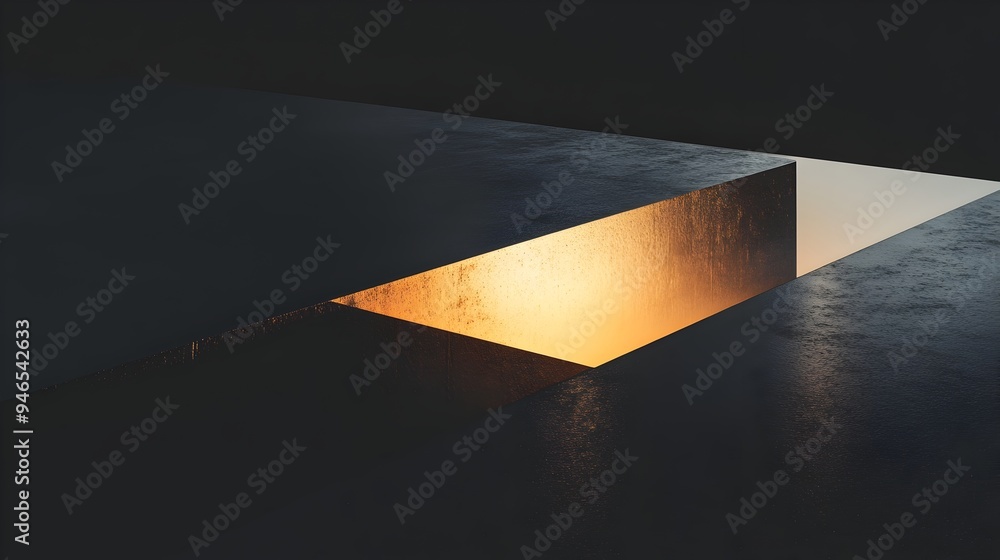 Poster a conceptual image showcasing the revealing of a hidden pattern within a dark reflective surface wit
