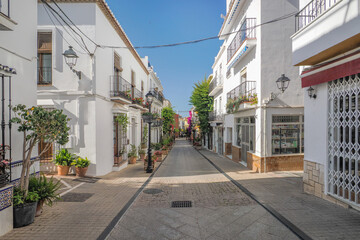 Fragment of the old town of the beautiful town of Marbella - a city located in southern Spain, near Malaga in Andalusia. The photo was taken on June , 2024