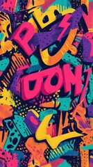 Obraz premium The design features energetic, bold typography against a lively backdrop of vivid colors and abstract patterns