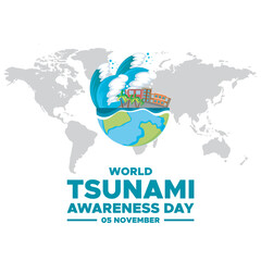 world tsunami awareness day, 05th November, greeting card, world tsunami awareness day vector illustration, editable template. world tsunami awareness day social media post design.