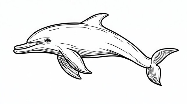 black and white dolphin swimming clip art preview