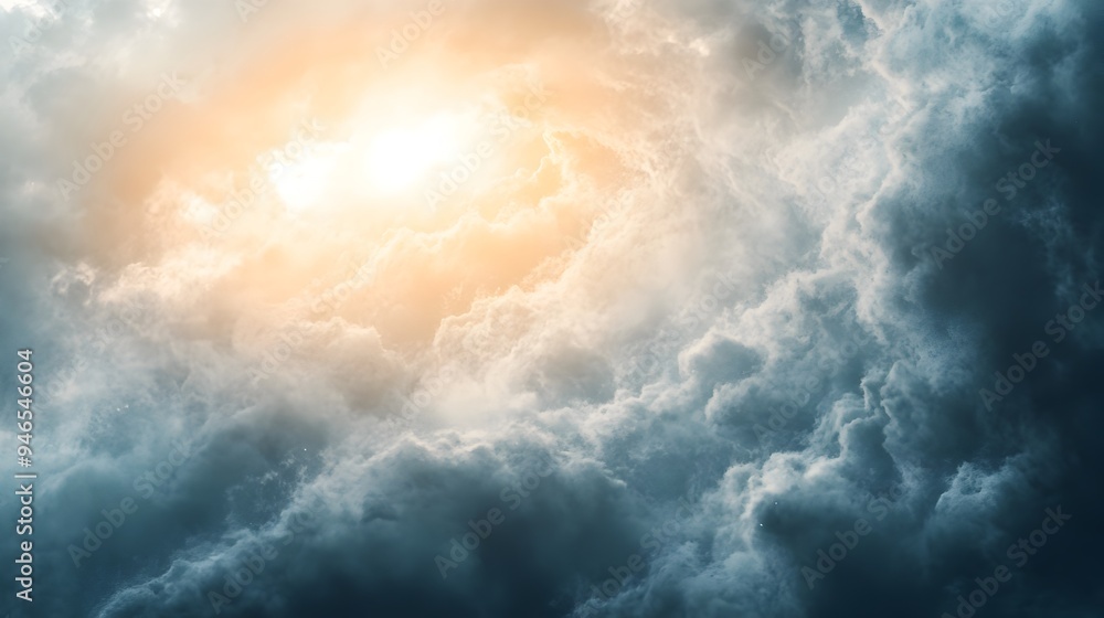 Aufkleber dispersing clouds leave behind faint wispy traces as the sun shines through creating an ethereal and