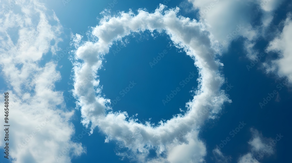 Aufkleber a captivating conceptual image showcasing a perfectly formed circular cloud gently floating in the s