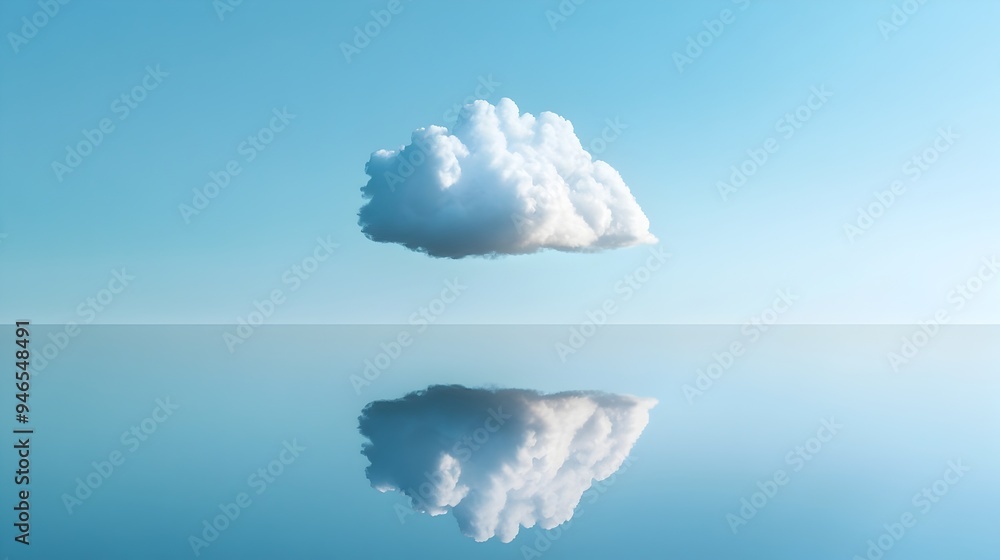 Poster ethereal reflection a captivating conceptual image showcasing a cloud s mirrored impression on a tra