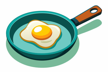 Fried egg in a frying pan, watercolor clipart illustration with isolated background
