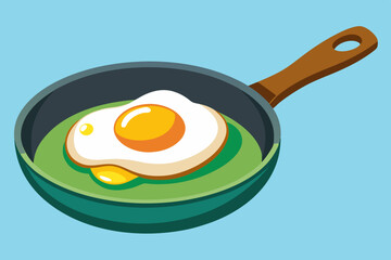Fried egg in a frying pan, watercolor clipart illustration with isolated background