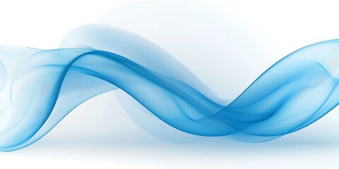 Abstract blue wavy fabric on a white background.