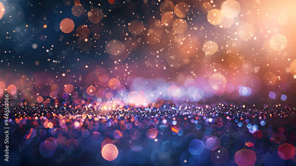 Fototapete Abstract blurred background with glittering multicolored bokeh lights creating a festive mood