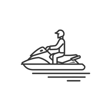 recommend clip art: Line Art Illustration of a Person Riding a Jet Ski