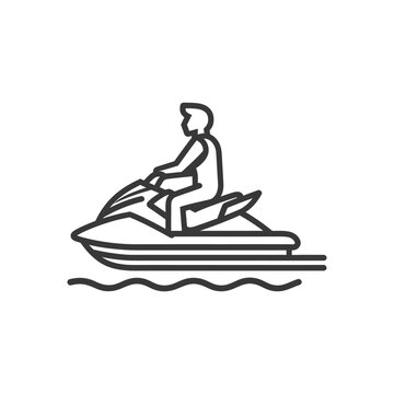 recommend clip art: Line Art Illustration of a Person Riding a Jet Ski