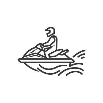 recommend clip art: Line Art Illustration of a Person Riding a Jet Ski