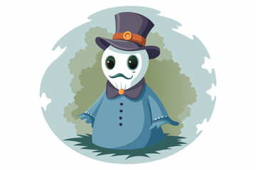 Victorian ghost, watercolor clipart illustration with isolated background.
