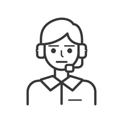 Line art illustration of a person wearing a headset