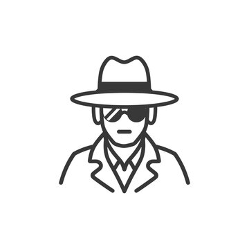 recommend clip art: Line Art Illustration of a Person Wearing a Fedora and Sunglasses