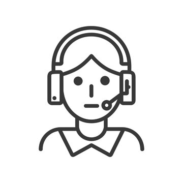 recommend clip art: Line Art Illustration of a Person Wearing Headphones and a Microphone