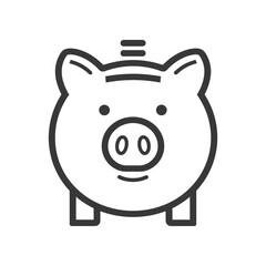 Line art illustration of a piggy bank with a coin slot