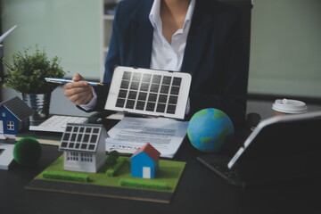 Carbon offset price report CO2 emission. Future growth Net zero waste in ESG ethical SME office...